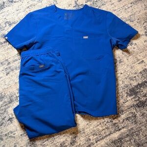 Figs Royal Blue Scrub Set